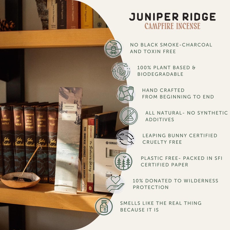 Juniper Ridge All-Natural Aromatic Campfire Incense - Long-Lasting Bamboo Sticks - Aromatherapy & Meditation Therapy - No Synthetic Fragrance - Cedar - 20 Count - Image 2